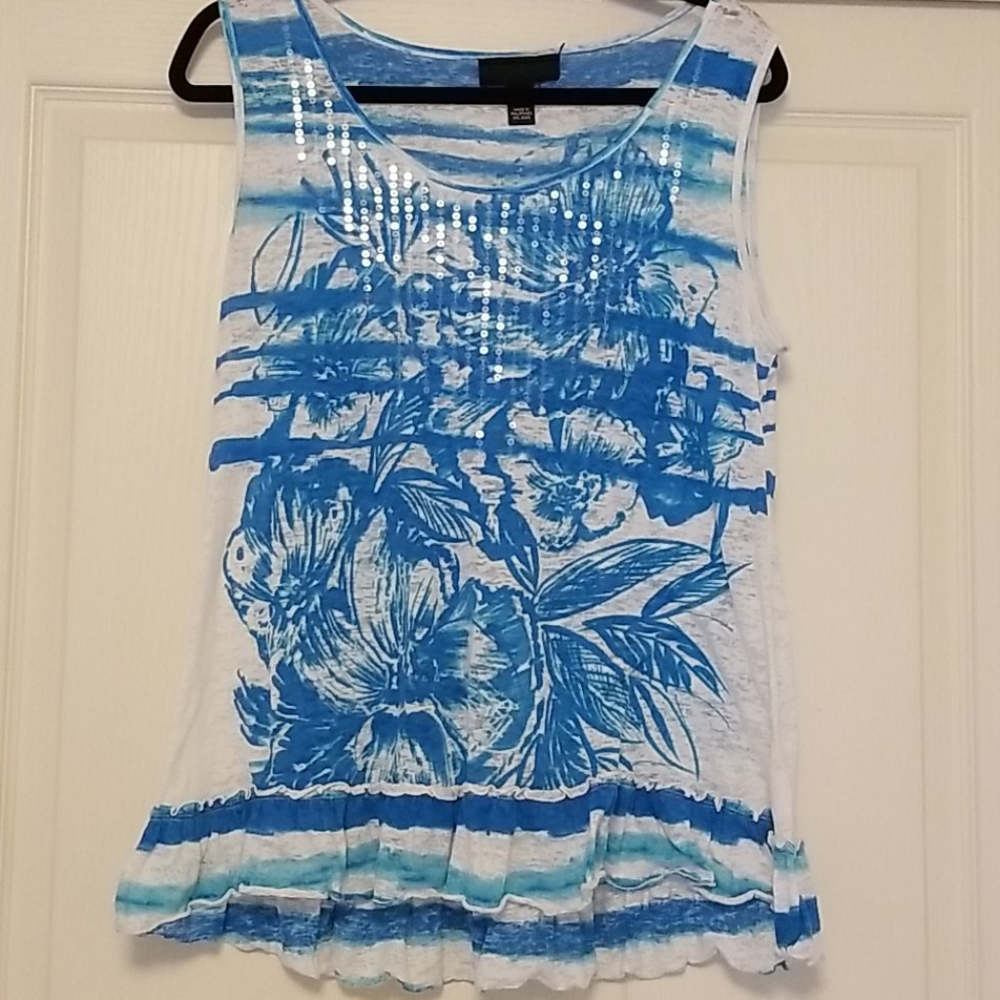 Floral tank with sequin accents